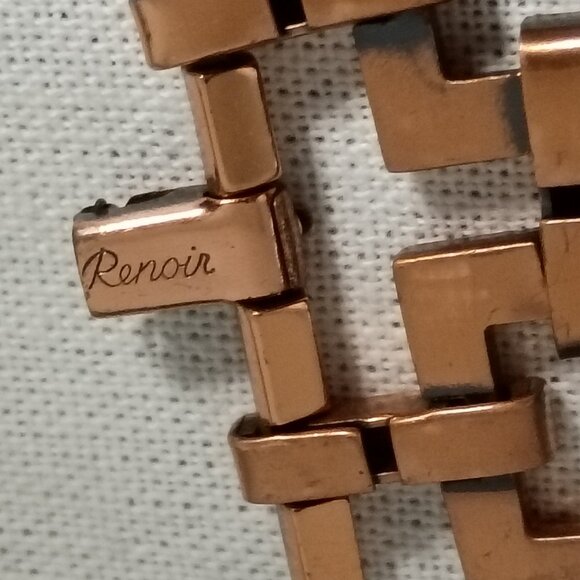 ❤️Vintage RENOIR MODERNIST Copper Square Link Bracelet - Picture 6 of 6